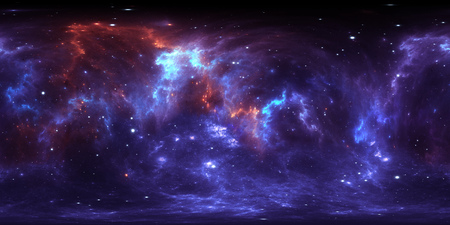 360 degree space nebula panorama, equirectangular projection, environment map. HDRI spherical...