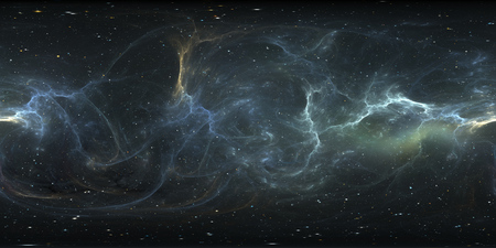 Virtual reality stellar system and nebula. Panorama, environment 360 HDRI map. Equirectangular...