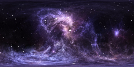 360 degree space nebula panorama, equirectangular projection, environment map. HDRI spherical...