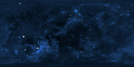 360 degree stellar system and nebula. Panorama, environment 360 HDRI map. Equirectangular projection, spherical panorama. 3d illustrationの写真素材