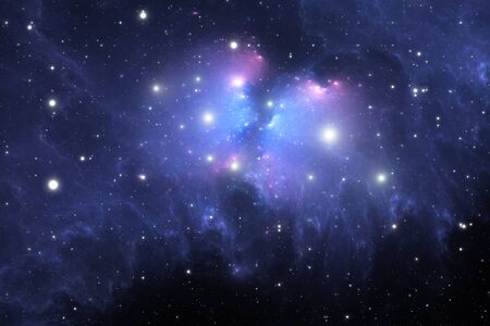 Open cluster of stars in the centre of the giant nebula. 3D illustrationの写真素材