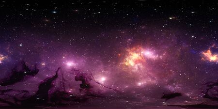 360 degree stellar system and gas nebula. Panorama, environment 360 HDRI map. Equirectangular...