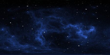 360 degree space background with nebula and stars, equirectangular projection, environment map. HDRI...
