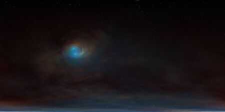 360 degree stellar system and glowing nebula. Panorama, environment 360 HDRI map. Equirectangular...