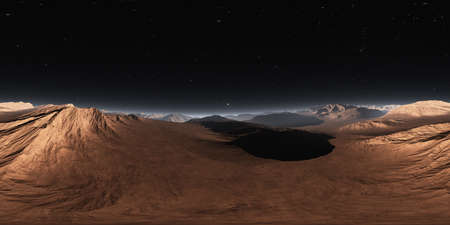 360 degree night desert landscape. Equirectangular projection, environment map, HDRI spherical...