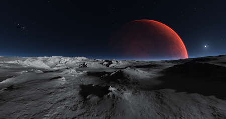 Mars view from Phobos moon surface, 3D illustration