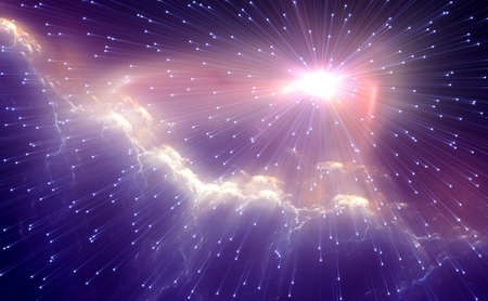 Black hole - event horizon. Photon flux, light emission from below the accretion disk. 3d...