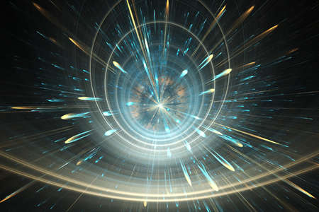 Time warp, traveling in space. SpaceTime traveling concept. Physical science. 3D illustrationの写真素材
