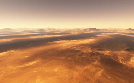 Martian dark plains and enormous dark sand dune. 3d illustrationの写真素材