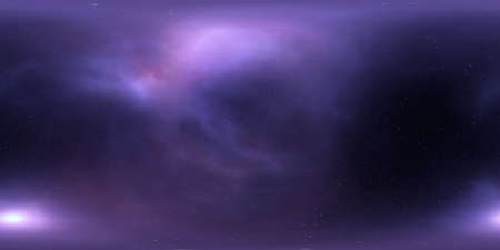 360 degree interstellar cloud of dust and gas. Space background with nebula and stars. Glowing...