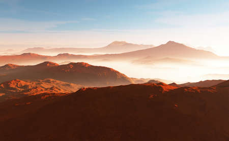 Exoplanet or Extrasolar red planet, 3D illustrationの写真素材