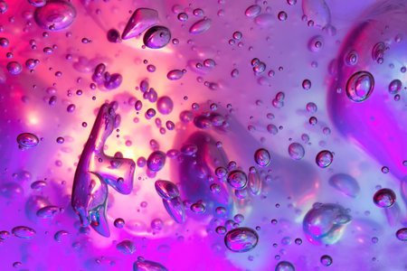 Abstract world of colors and shapes. Bubbles in the gel, hair care.