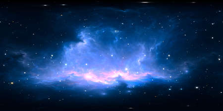 360 degree stellar system and glowing nebula. Panorama, environment 360 HDRI map. Equirectangular projection, spherical panorama. 3d renderingの写真素材