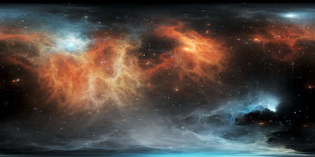 Space background with nebula and stars. Environment 360 HDRI map. Equirectangular projection, spherical panorama. 3d illustrationの写真素材