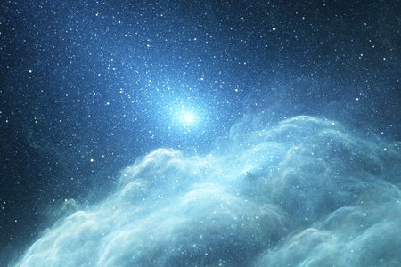 Interstellar nebula rich in newborn stars. 3d illustration