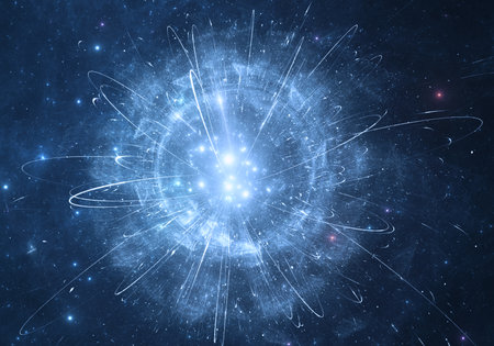 Random orbits of stars around the galactic center. 3D illustration