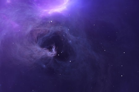 Fantasy space nebula. Giant interstellar cloud with stars. 3D illustration