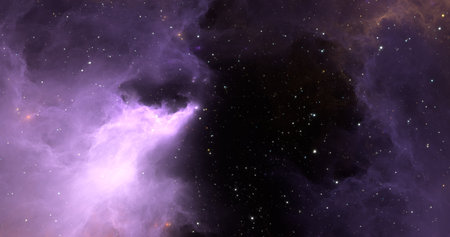 Space background with nebula and shining stars. Giant interstellar cloud. Infinite universe. 3D...