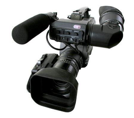 isolated upper wiev of stand black dv camcorderの写真素材
