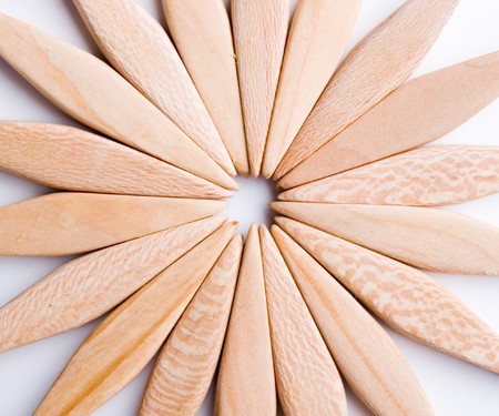 close-up decorative hot pad in form of flowerの写真素材