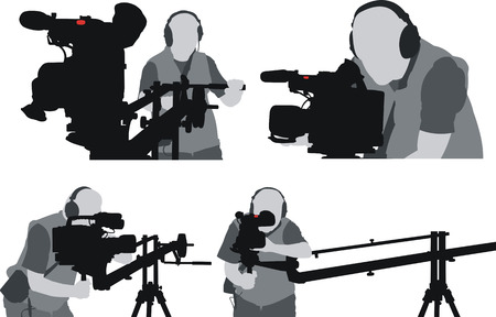 silhouttes of cameramenのイラスト素材