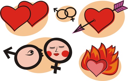 set of valentine's day hearts and other elementsのイラスト素材
