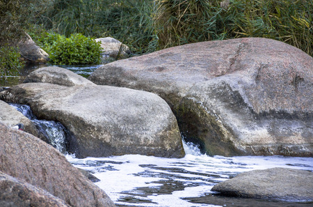 close-up a large stone at the mountain riverの写真素材