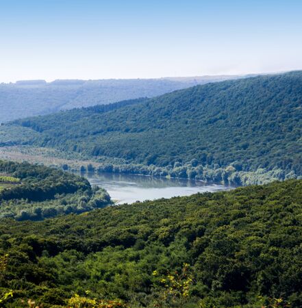 aerial view of Dniester river, National Nature Park Dniester Canyon, Ternopil region of Western...