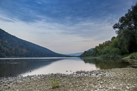 panoramic view of Dniester river near the Ustechko village and Dzhurin river, National Nature Park...