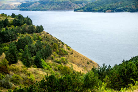 landscape of Dniester river, National Nature Park Podilski tovtry, Khmelnytsky region of Western Ukraineの写真素材