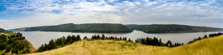panoramic view of Dniester river, National Nature Park Podilski tovtry, Khmelnytsky region of Western Ukraineの写真素材