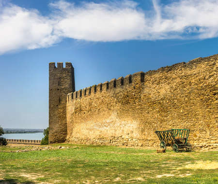 the wall and tower of medieval Akkerman fortress in Bilhorod-Dnistrovsky, Odessa region, Ukraineのeditorial素材