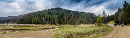 panorama of the Carpathian mountains, Skole Beskids National Nature Park, Lviv region of Ukraine