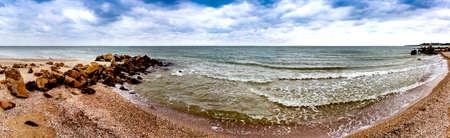 landscape of the Azov sea at stormy weather, Sea of Azov, Ukraine