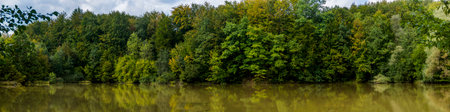 lake in the Carpathian mountain forest, Hutsulshchyna National Park, Ivano-Frankivsk region, Ukraine
