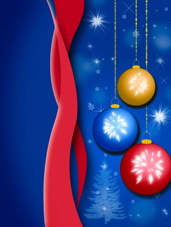 Background with stars and Christmas balls, illustration の写真素材