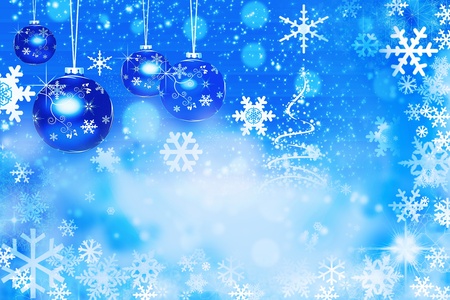 Blue background Christmas balls, illustration の写真素材