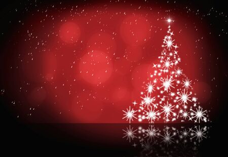 Abstract winter red background, with stars, snowflakes and Christmas tree, illustration 

の写真素材