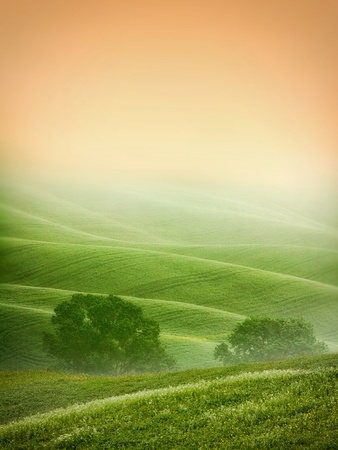 Rural countryside landscape in Tuscany region of Italyの写真素材