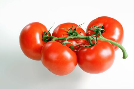 Nice bright isolate tomatoes over whiteの写真素材