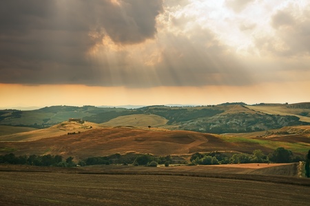 Rural countryside landscape in Tuscany region of Italyの写真素材