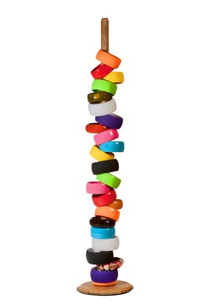 Colorful bracelets on the standの写真素材