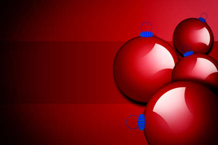 Red background Christmas balls, illustration の写真素材