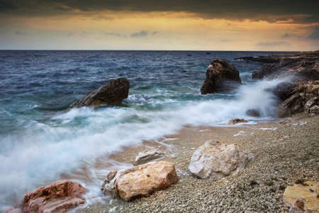 Sea rocks at long exposureの写真素材
