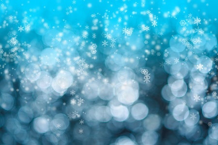 Abstract background of christmas blue lights with snow