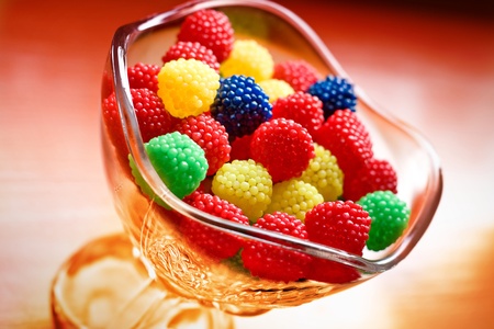 Tasty, chewy, sweet bonbon rest inside glass cupの写真素材