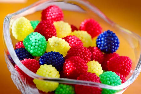 Tasty, chewy, sweet bonbon rest inside glass cupの写真素材
