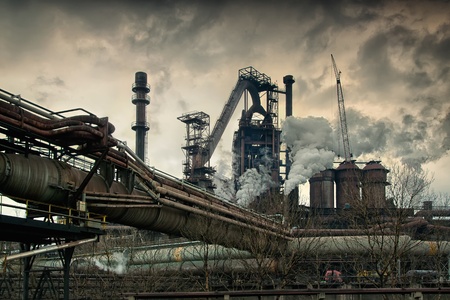 Metallurgical works with smoke. Industrial architecture のeditorial素材