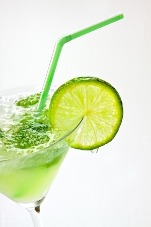 Margaritas with lime on white backgroundの写真素材