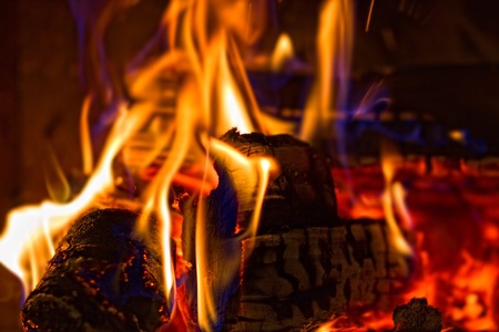 Fire in stove - close up